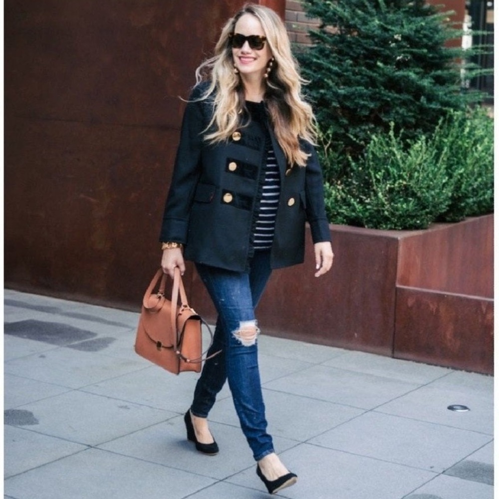 Kate Spade Broome Street Velvet / Gold Button Peacoat